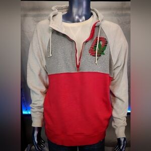 OSU Homage Hoodie Men’s XL Red Gray Colorblock Quarter Zip Leaf Logo